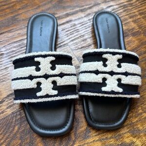 Tory Burch Black and White Slide Sandals